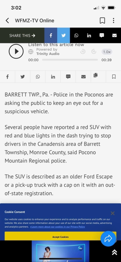 Be on lookout: red SUV trying to stop drivers in Canadensis