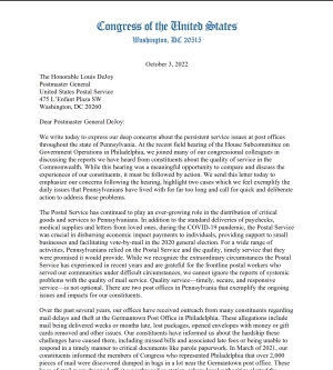 U.S. Senators and Representatives Demand Action from USPS Postmaster General
