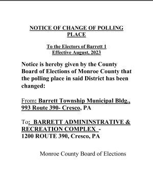 Notice of Change in Polling Place: Barrett