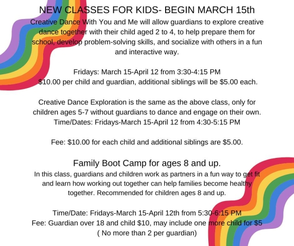 New Kid / family programs at the Friendly Community Center