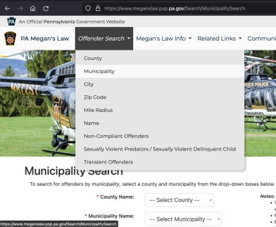 Megan's Law Search