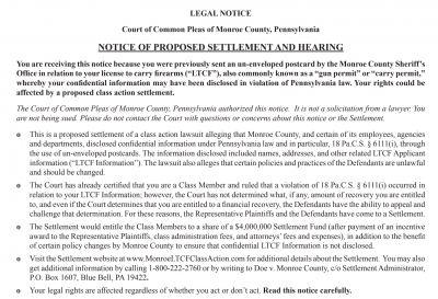 If you were previously sent an un-enveloped postcard by the Monroe County Sheriff’s Office in relation to your license to carry firearms (“LTCF”)...