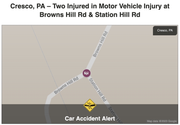 Cresco, PA – Two Injured in Motor Vehicle Injury at Browns Hill Rd & Station Hill Rd