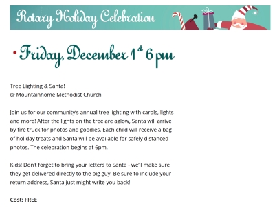 December 1: Rotary Christmas Celebration (Mountainhome)