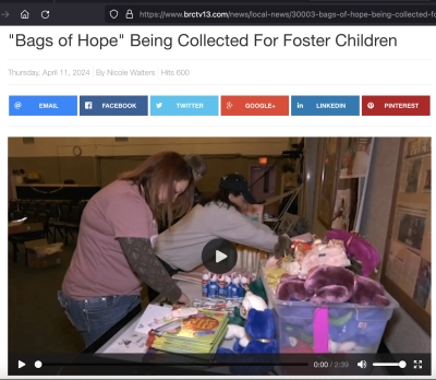 BRC13: &quot;Bags of Hope&quot; Being Collected For Foster Children