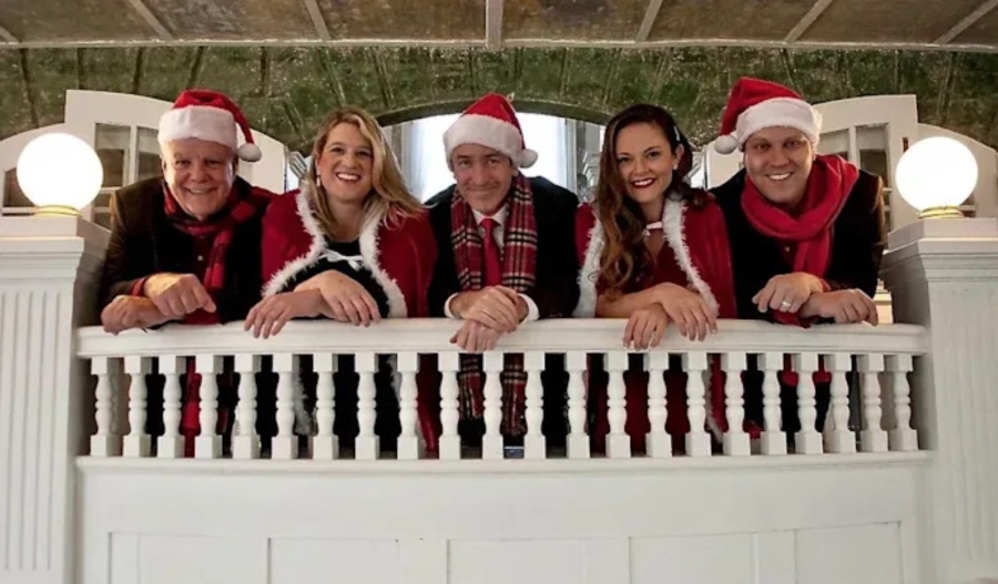 From left to right: Ken McMullen, Kara Snyder, Scott Besser, Kristen Long and David Arzberger. Besser accompanies the four vocalists in a December 2021 production of &quot;A White Christmas Cabaret.&quot;