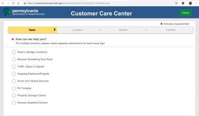 Modernized PennDOT Customer Care Website to Allow Easier Submissions, Responses to Customer Roadway Concerns
