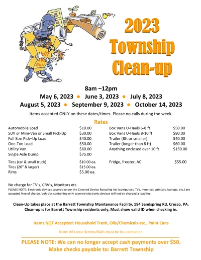 Spring Clean Up Schedule 2023