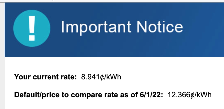 PP&amp;L price to compare rate as of 6/1/22: 12.366¢/kWh