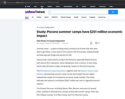 Study: Pocono summer camps have $251 million economic impact