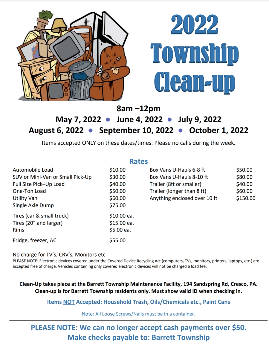 Township Cleanup Schedule (2022)