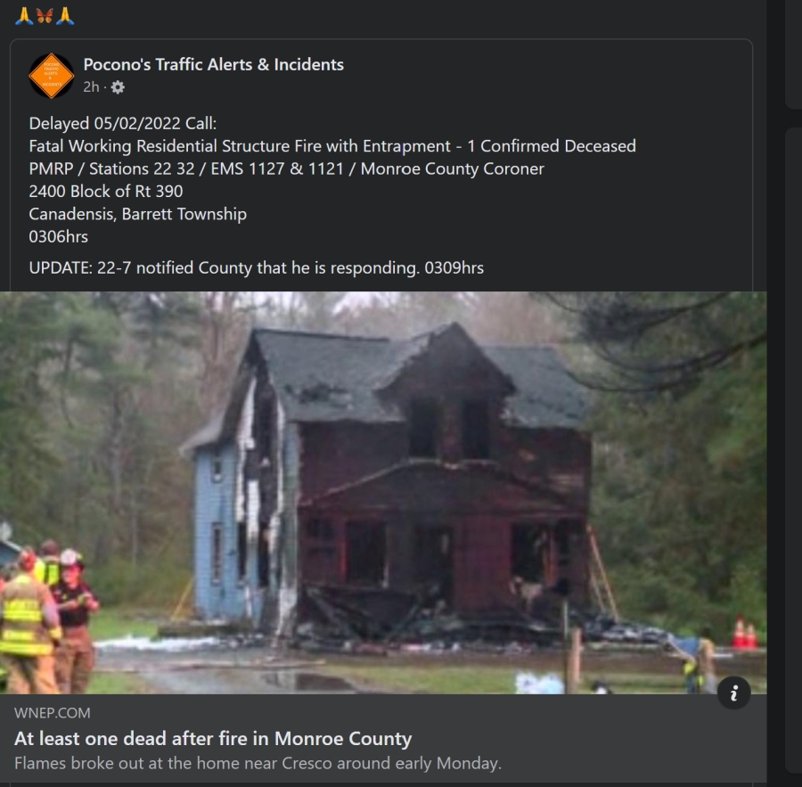 At least one dead after fire in Monroe County