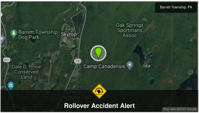 Barrett Township, PA – Injuries in Rollover Crash with Box Truck on Rt 390 &amp; Skytop Dr