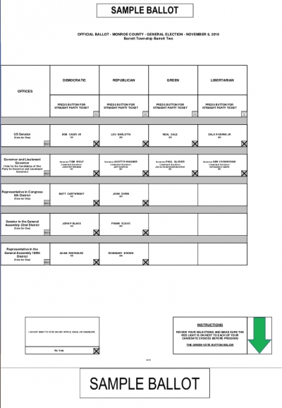 Sample Ballot: General Election, November 6, 2018