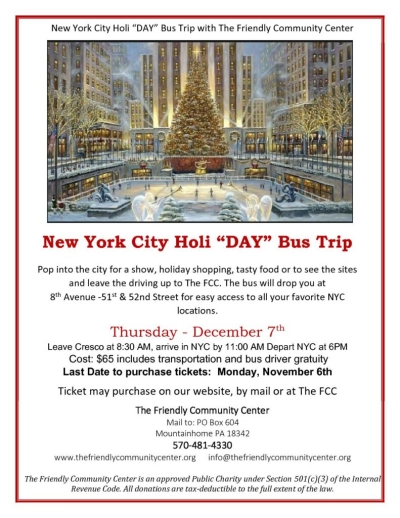 NYC Holiday Bus Trip 12/7/23