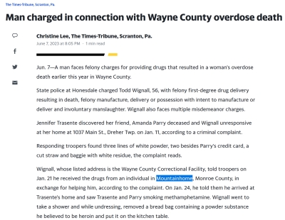 Mountainhome Man charged in connection with Wayne County overdose death