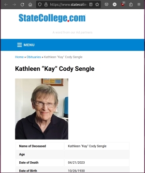 Obituary: Kathleen “Kay” Cody Sengle