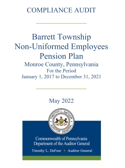 Auditor General DeFoor Releases Audit of Barrett Township Municipal Pension Plan