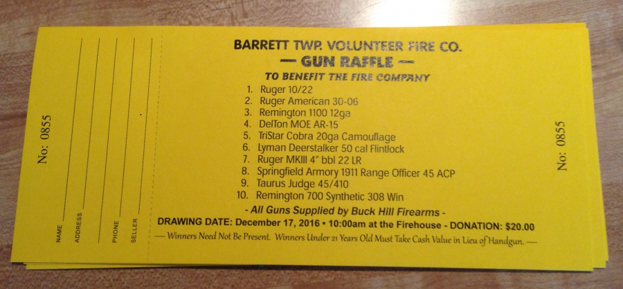 Gun Raffle: To Benefit Barrett Township Volunteer Fire Department