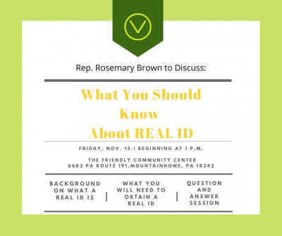 Upcoming REAL ID Presentation Taking Place in Barrett Township (Rosemary Brown)