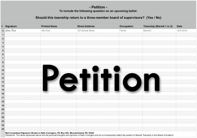 Petition: Reduce Barrett Supervisors to Three